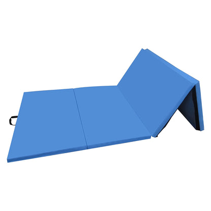 10Ft X 4Ft X 2In 4-Panel All-Purpose Folding Gymnastics Mat, Blue