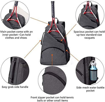 2 Raquet Tennis Bag,Tennis Bags for Men Women,Tennis Backpack,Durable Tennis Bookbag,Tennis Pickleball Bag,Tennis Bag Waterproof,Raquet Carrier for Balls, Pickleball Paddles, Badminton Rackets