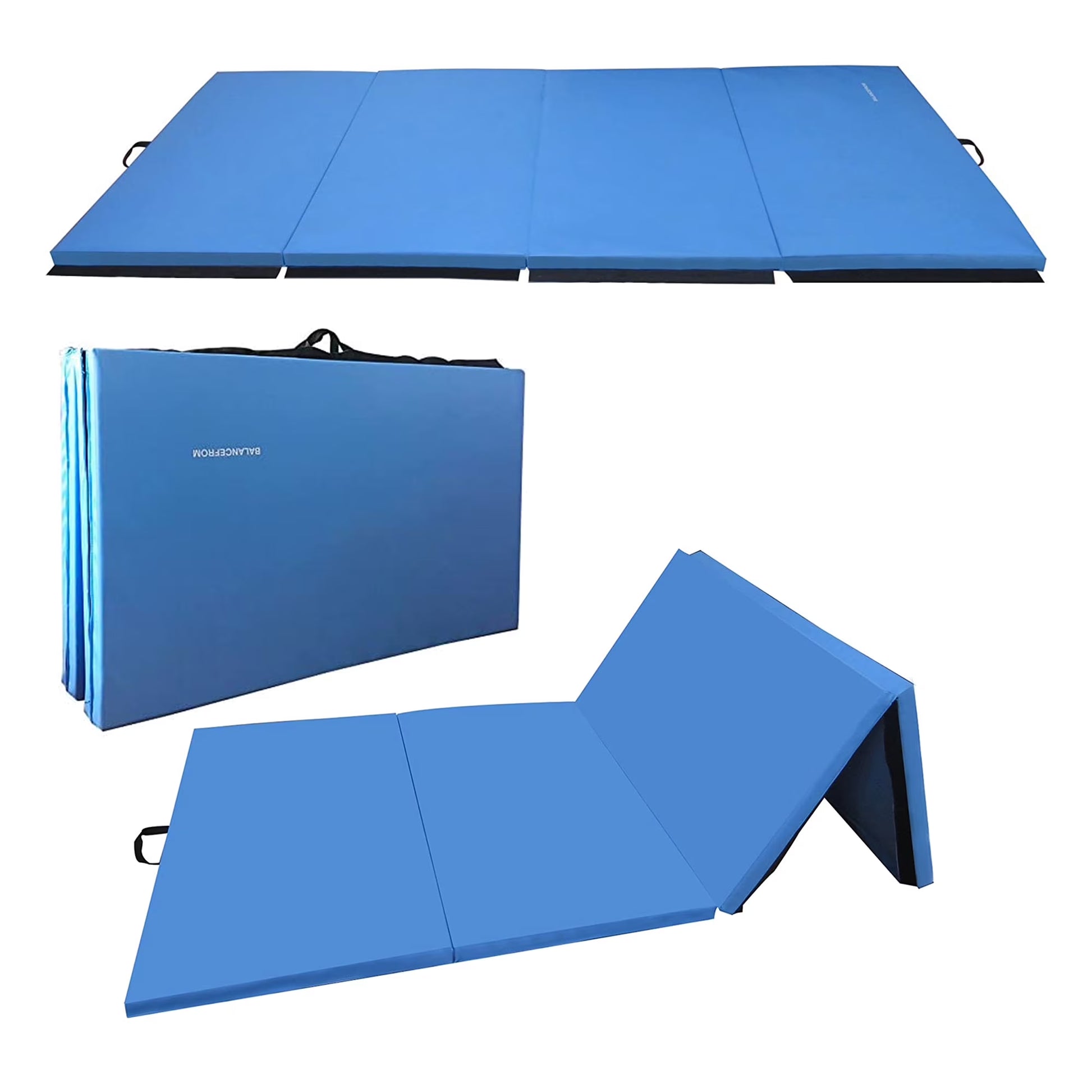 10Ft X 4Ft X 2In 4-Panel All-Purpose Folding Gymnastics Mat, Blue