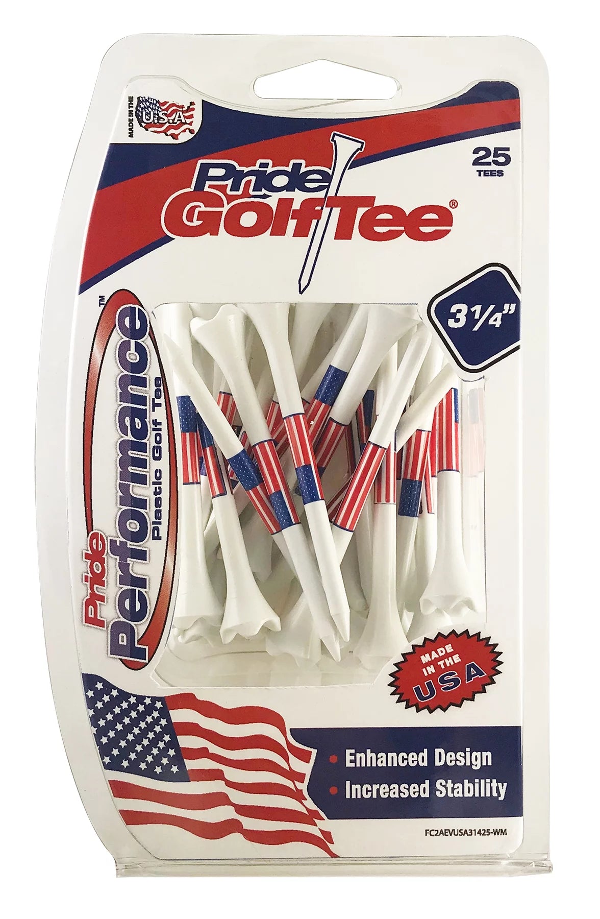 Pride Performance Flag Plastic Golf Tees – Low-Resistance Head, 3.25" Durable Plastic for Golfing, Enhanced Stability, 25 Count