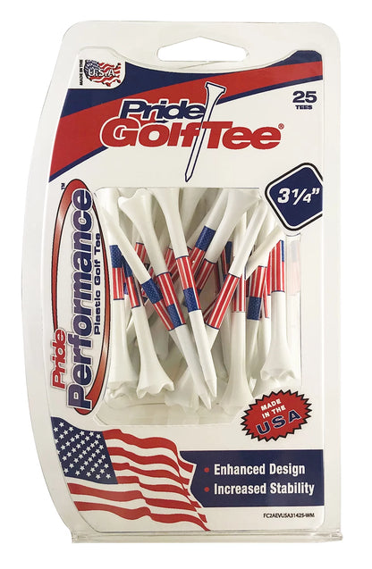 Pride Performance Flag Plastic Golf Tees – Low-Resistance Head, 3.25" Durable Plastic for Golfing, Enhanced Stability, 25 Count